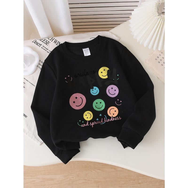 European sizes Kids' Crewneck Sweatshirt Smile Be Happy And Spread Kindness , Sportswear And Casual Wear, Soft And Comfortable, Children's Clothing