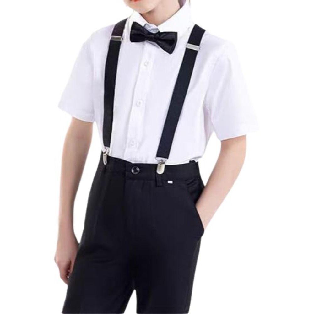 Solid Color Suspenders Bowtie Elastic Children Belt Classic Accessory Y-Back Braces