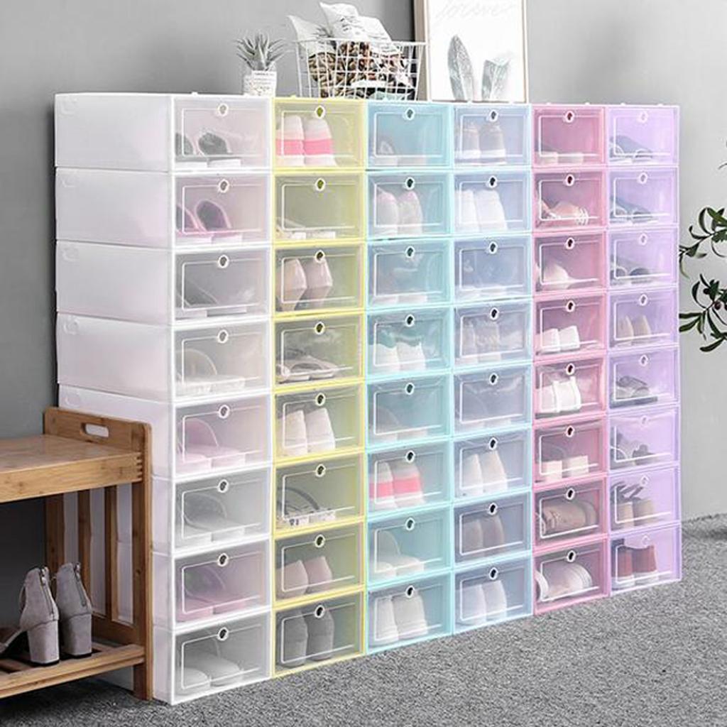 Foldable Clear Shoes Storage Box Plastic Stackable Shoe Organizer