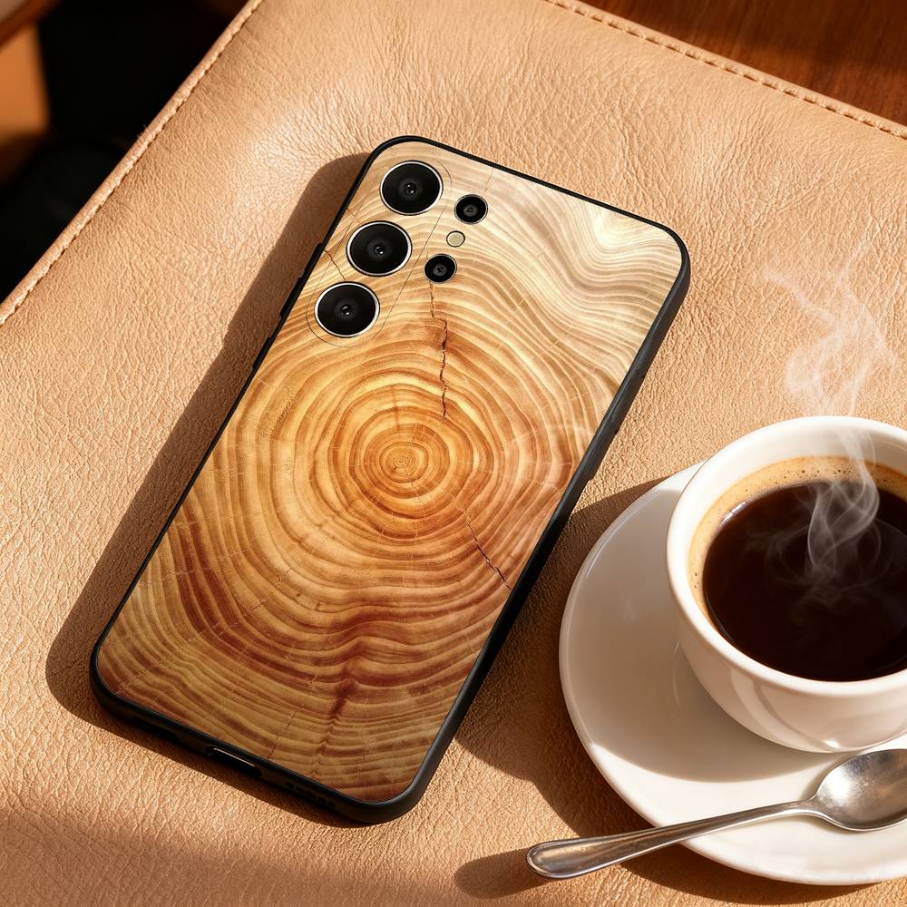 N-Natural W-Wood G-Grain Art Phone Case For Samsung S26,S25,S24,S21,S22,S23,S30,Ultra,S20,FE,Lite,10,9,Black Cover