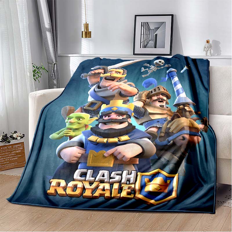 Cartoon Purple Armored Knight Warrior Game Character Print Flannel Blanket Castle Grass Background Soft Throw Blanket Sofa Bedroom Home Decor Blanket