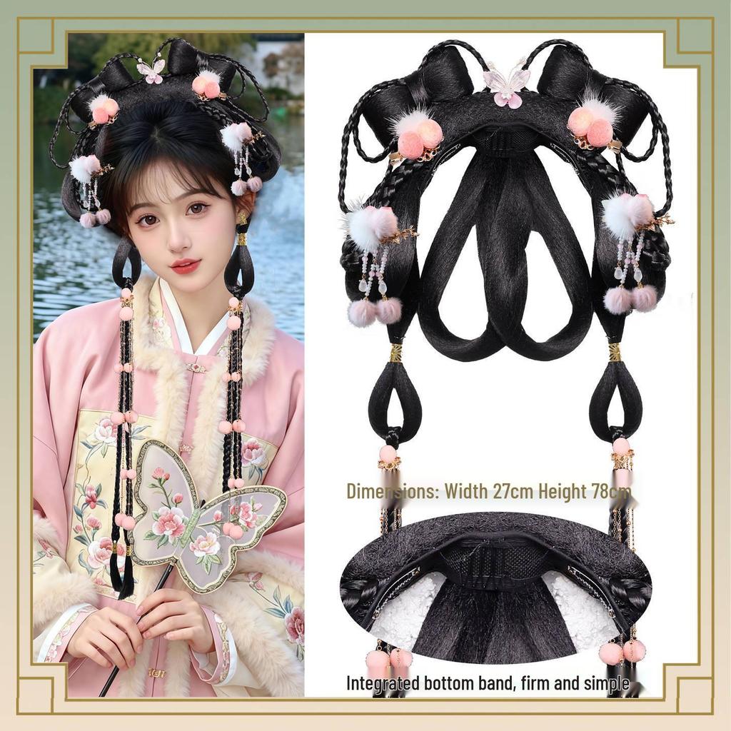 Traje Hanfu de Estilo Antiguo con Maquillaje Elegante y Frescos Accesorios Florales para el Cabello