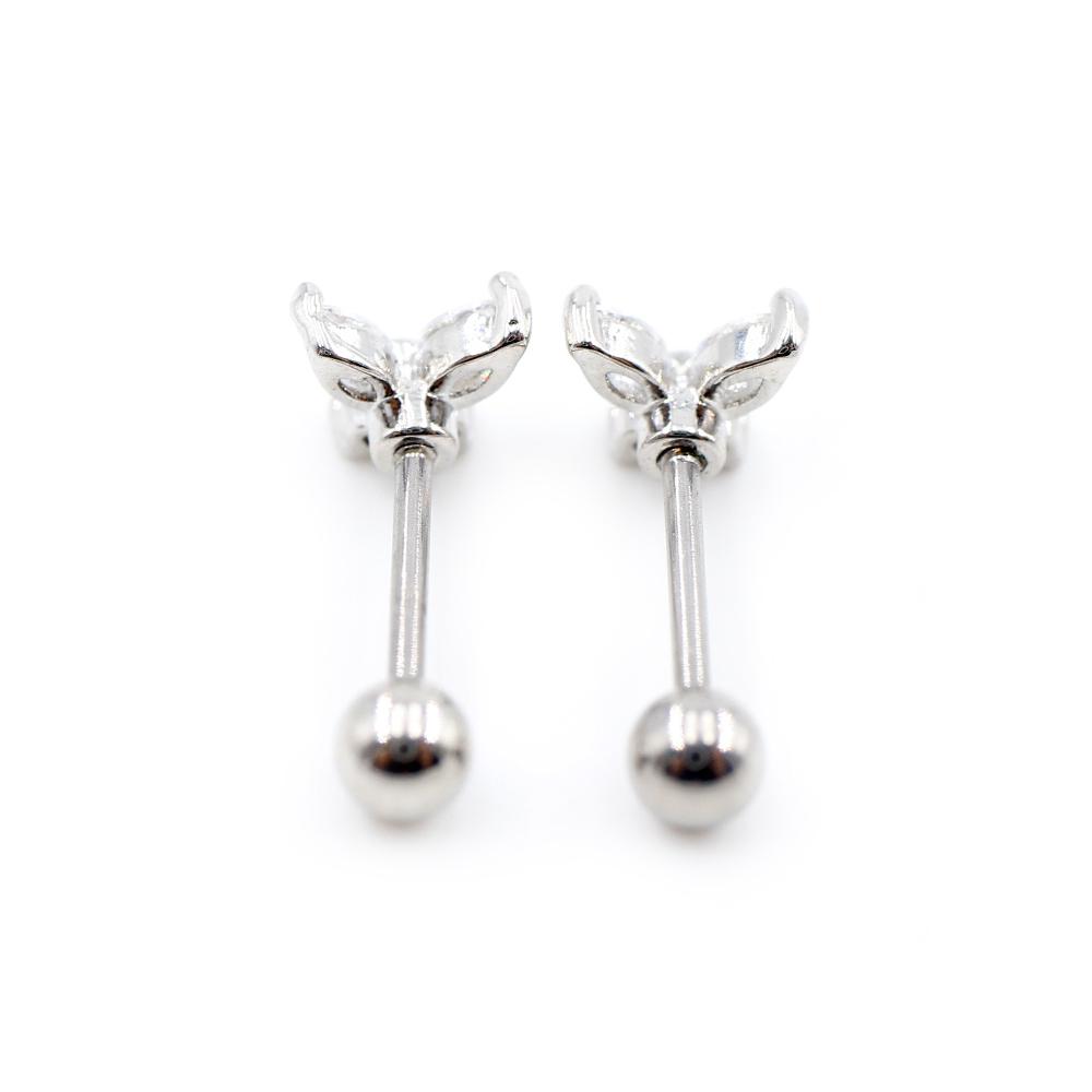 Alisouy 2PCS Butterfly Resin Zircon Ball Stainless Steel Women Men Ear Stud Earrings Cartilage Tragus Helix Pierceing Jewelry