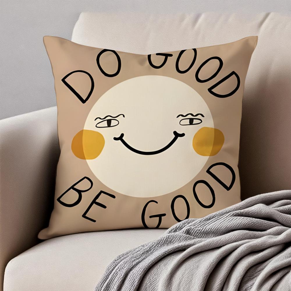 Cute English Letters Cushion Cover Pillowcase Antidustmite Invisible Zipper Short Plush Sofa Cushion