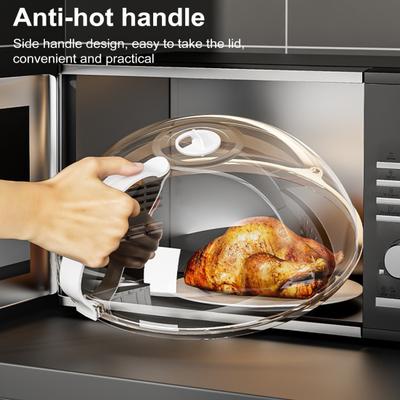 Copertura antispruzzo per microonde, resistente al calore, senza BPA, trasparente, con sfiato regolabile e manici freddi al tatto, protezione antispruzzo per alimenti
