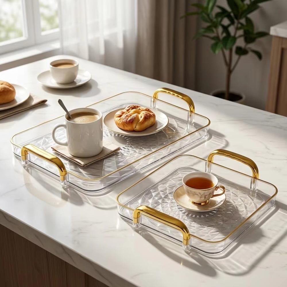 Rectangular Snack Serving Plate Rhomboid Pattern Tea Tray Durable Kitchen Storage Tray Living Room