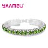 Top Sale 925 Stamp Silver Color Bracelets Full AAA Zircon Austrian Crystal Femme Women Link Chain Jewelry Bangles 14 Colors