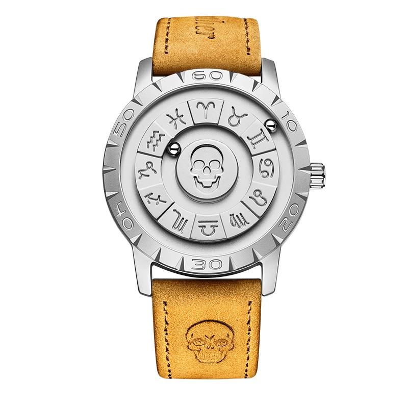Fashion Leather Watch Men Creative Rolling Pointer Design Watch Men Casual Business Military Men's Quartz WristWatches