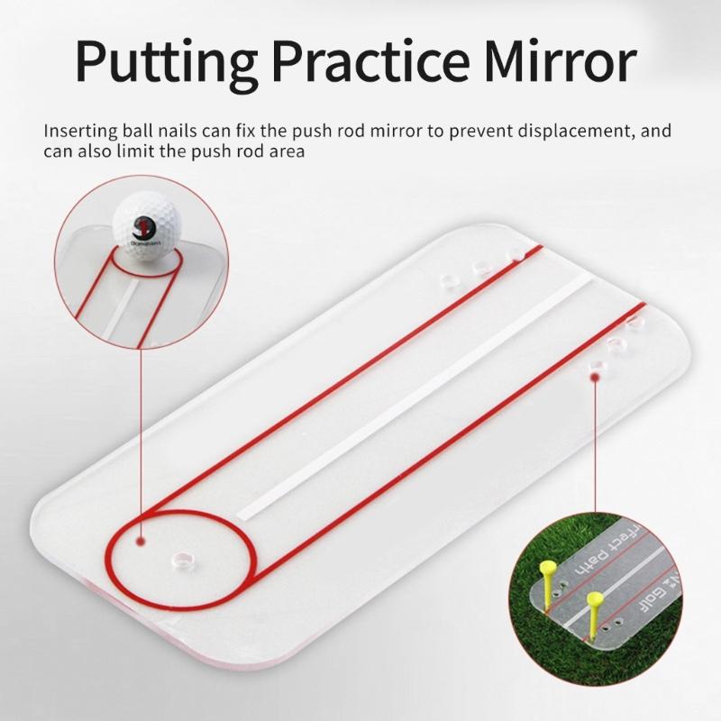 Golf Mini Putting Mirror Acrylic Golf Alignment Training Kits Teaching Equipment Putting Postures Correction Tool