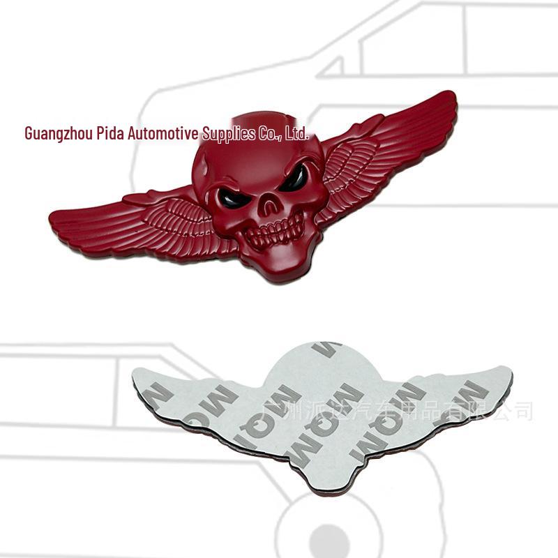 Oni Head Wings Skull Car Tail & Side Decal - Angel Wings Body Sticker