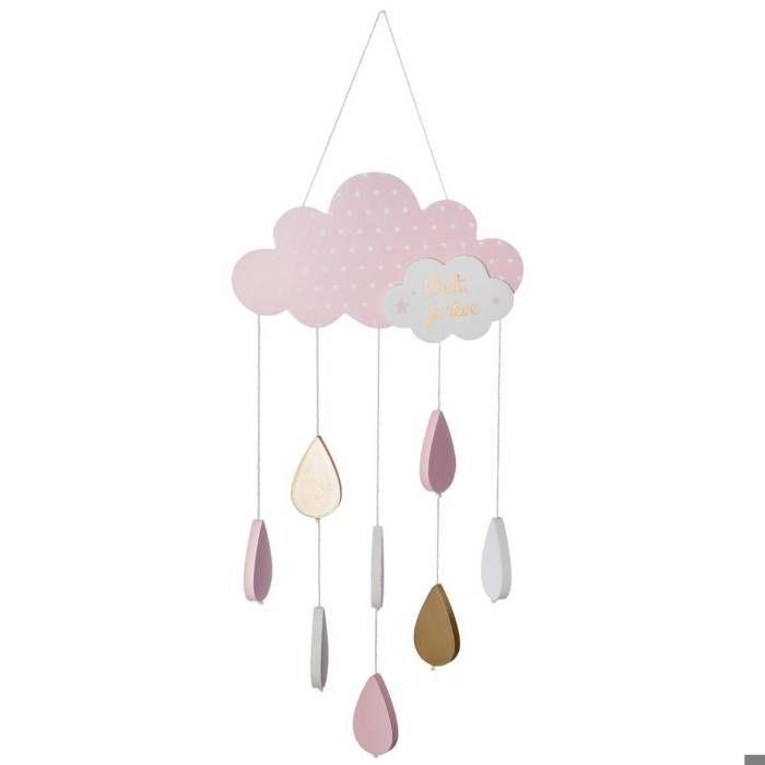 Suspension Enfant "Nuage" Bois Rose H61,5cm - Atmosphera Createur D'interieur