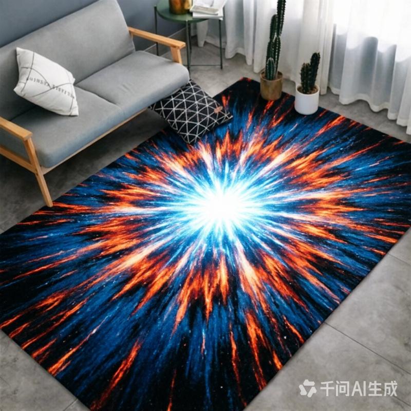 Newest Color Burst Galaxy Starburst Print Large Area Rug Non Slip Space Themed Living Room Carpet