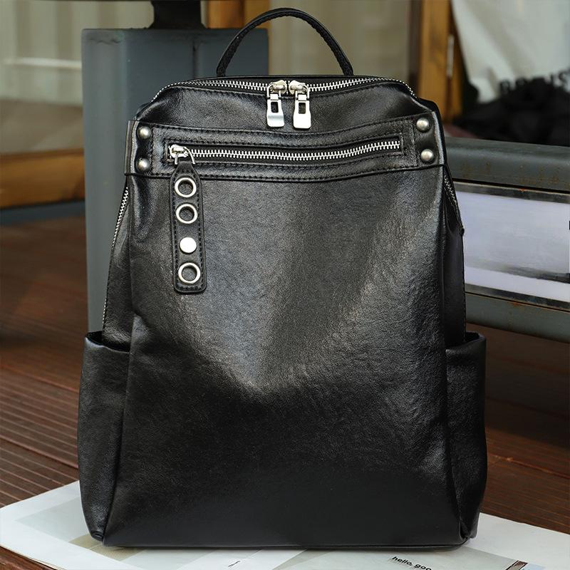 Genuine Leather Women's Bags  Schoolbags  Backpacks  Travel Lightweight Vegetable Tanned Cowhide Spring Women's Niche Fashion Handbag