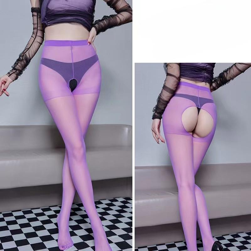 Medias Open Crotch Pantyhose Sexy Women Thigh High Tights Underwear Silk Transparent Body Stockings Sheer Womens Hosiery