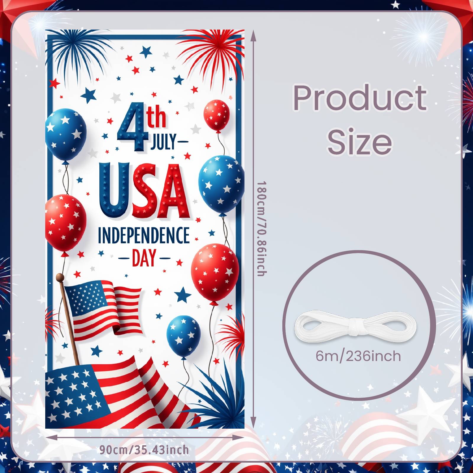 

4th July Banner American Flag Design Independence Day Banner USA Holiday Backdrop Colorful Print Independence Day Backdrop