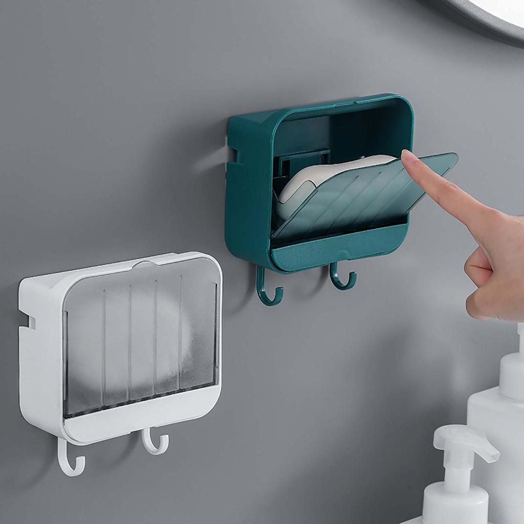 Punch-free Wall Hanging Soap Box Toilet Bathroom Soap Holder With Lid Household