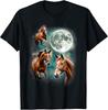 3 Horses Howl At The Moon Majestic Equestrian Mountain T-Shirt