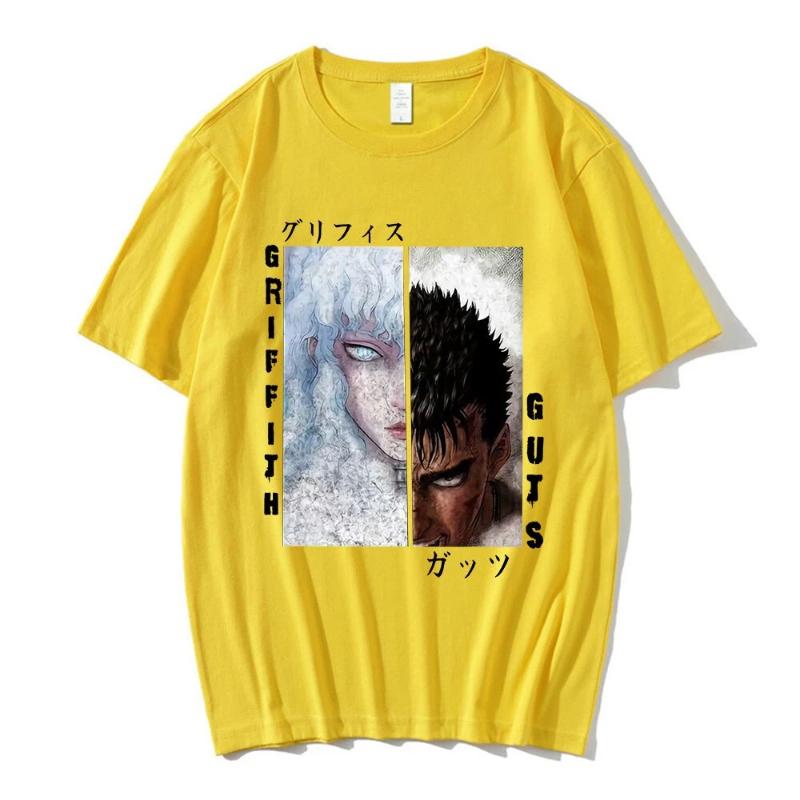 Anime Berserk Guts Griffith Print T Shirt Funny Manga T-Shirt Clothes Hip Hop Vintage Men Women Harajuku Oversized T-Shirts W22Q
