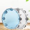 10Inch Double Row Tambourine Round Musical Tambourine Metal Bells Hand Held Percussion Drum with Ergonomic Handle Grip