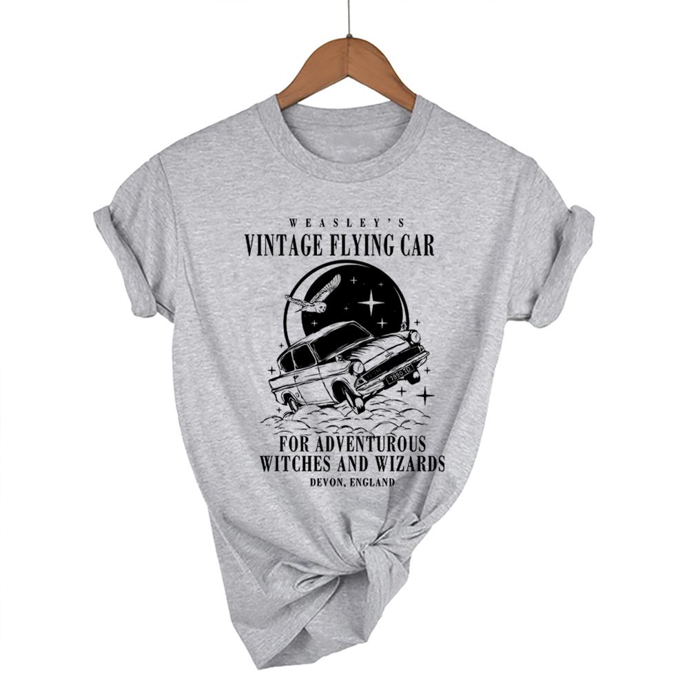 Vintage Fiying Car T Shirts Universal Shirt Unisex Harajuku Vintage Aesthetic ShortSleeve TShirts Oversized Streetwear Couples