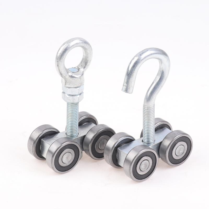 1Pcs Industrial Heavy Duty Sliding Door Hanging Rail Bearing Wheel Iron Pulley M12X80 Steel Tile Roller Wheel Loading 400Kg