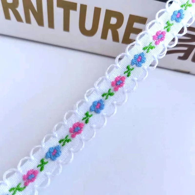 1cm Wide 22yard Ethnic Embroidery Lace Trim Countryside Style Ethnic Woven Ribbon Decoration Small Floral Clothing Accessory