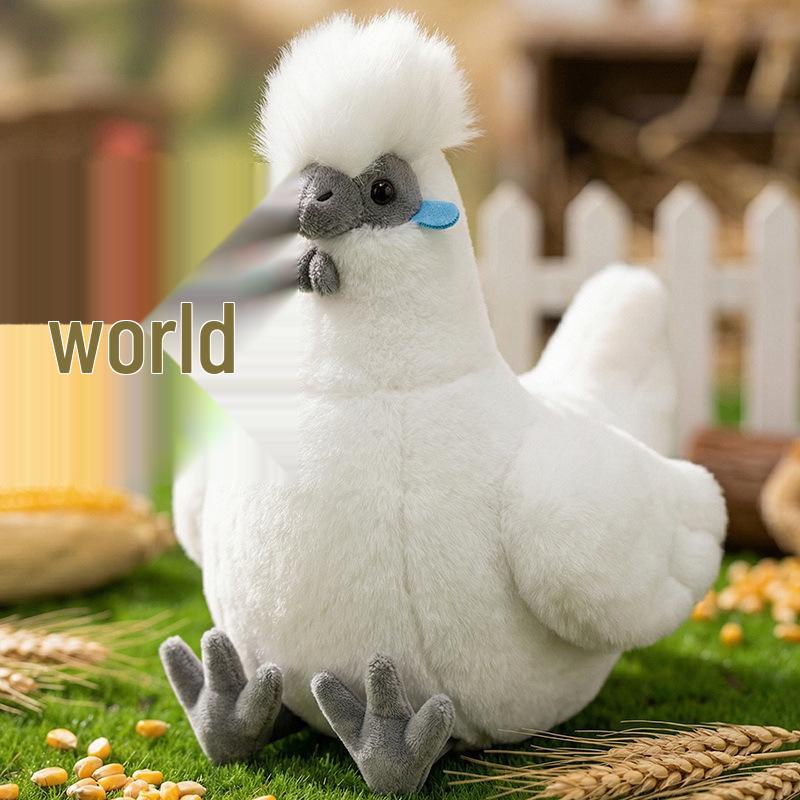 Wuji White Chicken Plush Toy - Reed Flower Rooster Hen Doll Pillow Prop