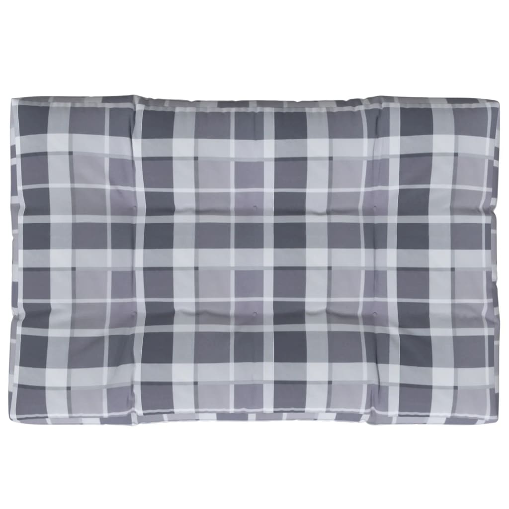 Grey Checkered Pallet Cushion 120 x 80 x 12 cm Fabric