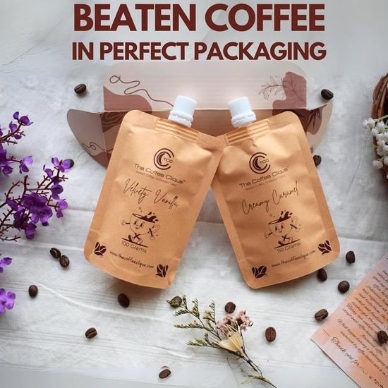 The Coffee Clique | Creamy Caramel + Velvety Vanilla | Beaten Coffee Paste | Cafe Like Cappuccino At Home |Combo of 2 | 210