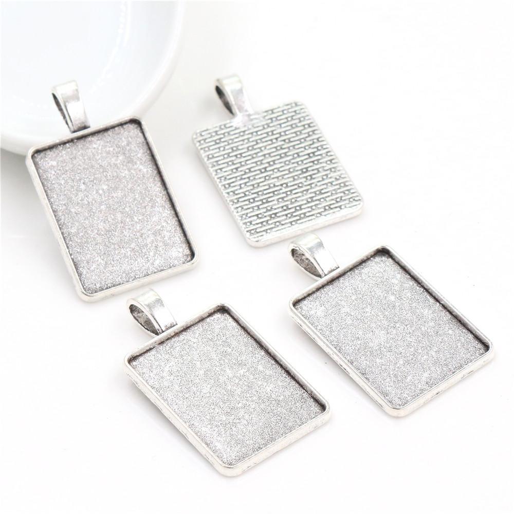 New Fashion 6pcs 18x25mm Inner Size 4 Style Rectangle Cabochon Base Setting Charms Pendant,Fit  18*25mm Rectangle Glass Cabochon
