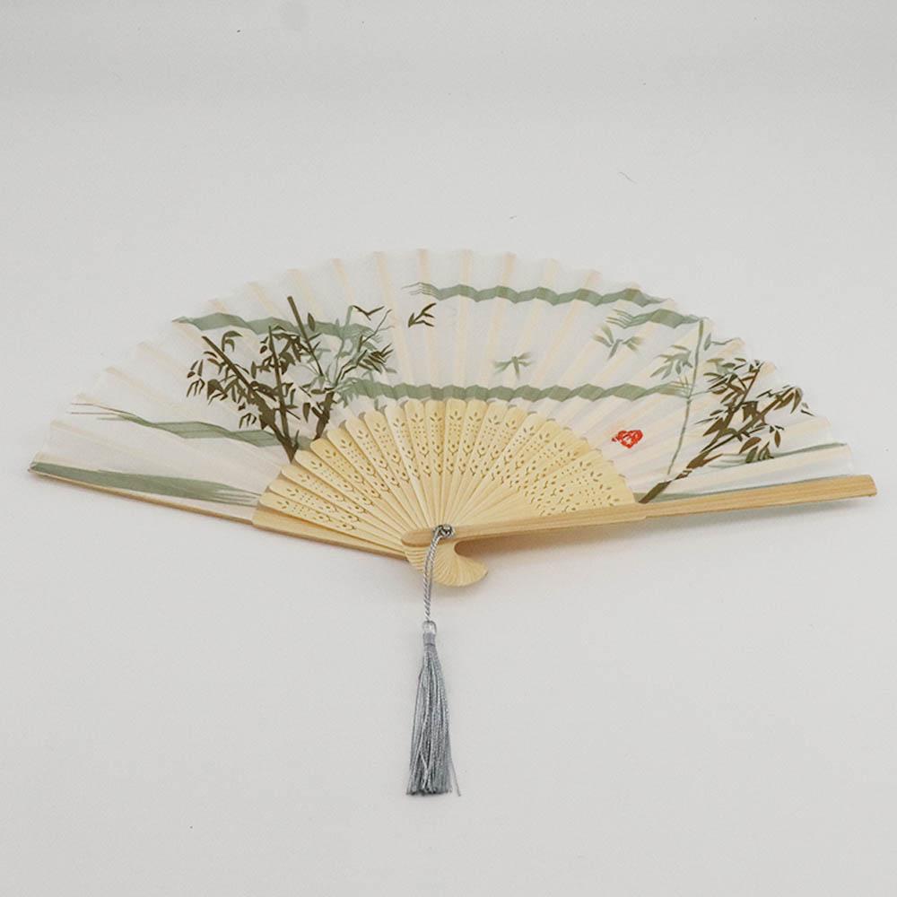 Art Craft Pattern Chinese Style Silk Bamboo Hand Held Folding Fan Photo Prop Tool Hand Held Flower Fan Dance Hand Held Silk Fan