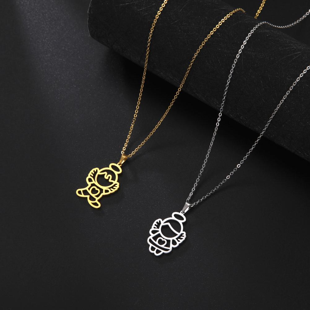 Cazador Angel Pendant Necklace for Women Christian Amulet Neck Chain Angel Baby Stainless Steel Jewelry Birthday Gifts New