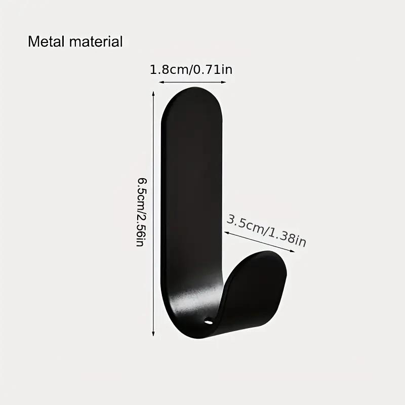 5Pcs Iron Adhesive Hooks Polished Finish No-Drill Wall Mount Coat and Hat Hangers for Bathroom Door Modern Metal Organizer Hooks