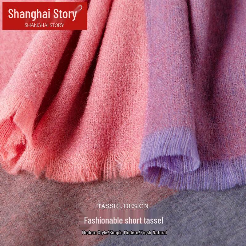 Shanghai Story Women's Pure Cashmere Plaid Scarf & Shawl