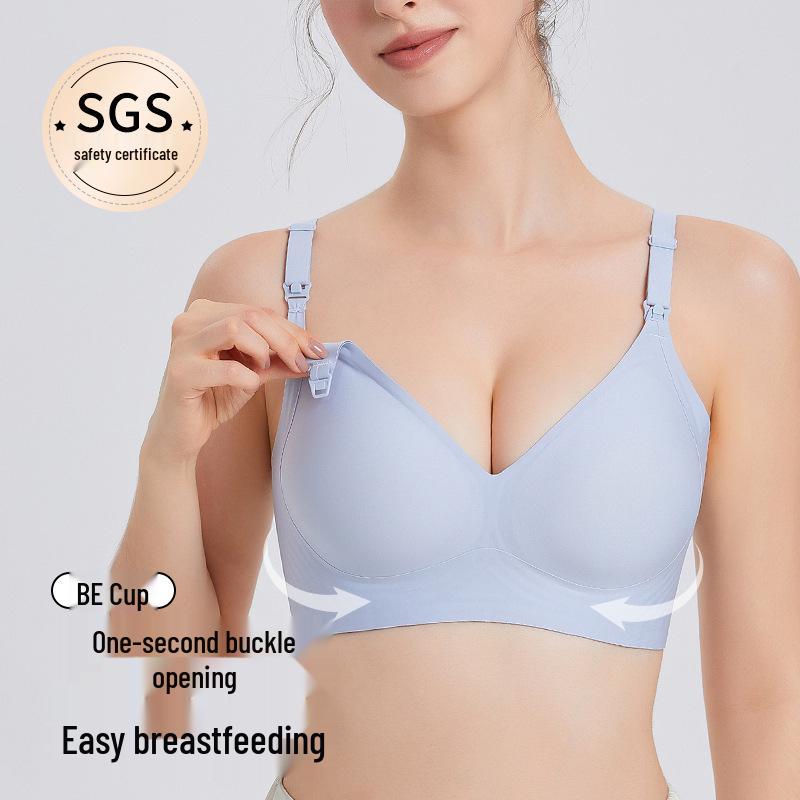 Nahtloser Still-BH mit festen Einlagen - Anti-Hänge-Effekt, Knopfverschluss vorne, Dünn für Schwangere & Stillende Mütter