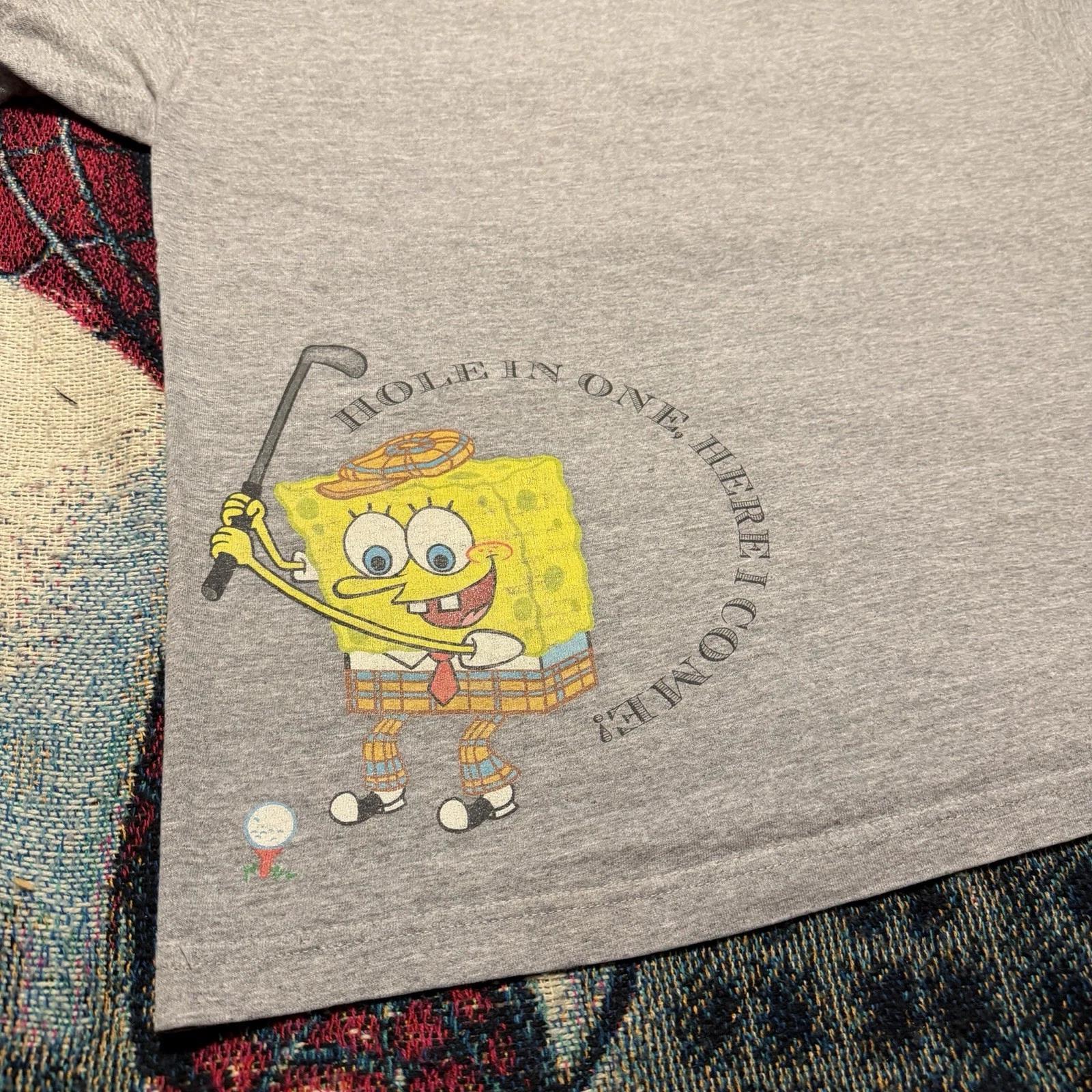 Vintage Y2K Spongebob Squarepants Golf Shirt Grey Men s L Nickelodeon Cartoon S