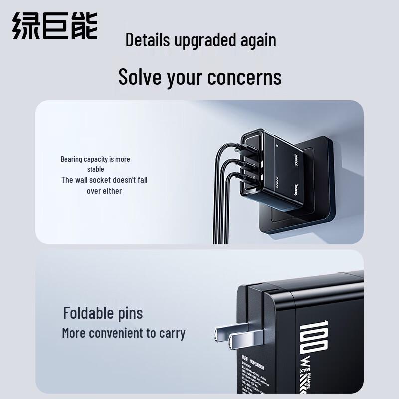 llano 100W GaN PD Fast Charger & 1.8m USB-C Cable Set