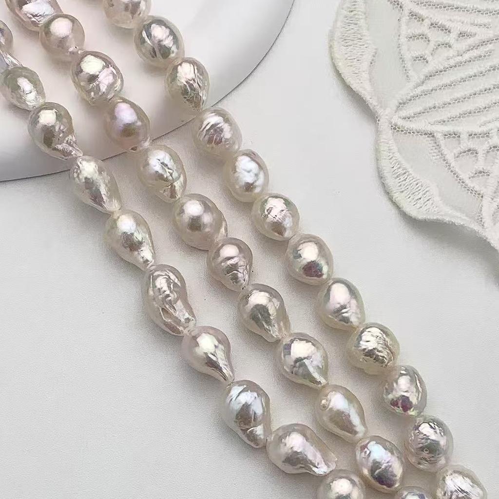 1String, White Natural Freshwater Pearls, Baroque Pearl Beads, for DIY Necklace, Bracelets, Anklets, Jewelry Making Crafts, Length 36 Cm