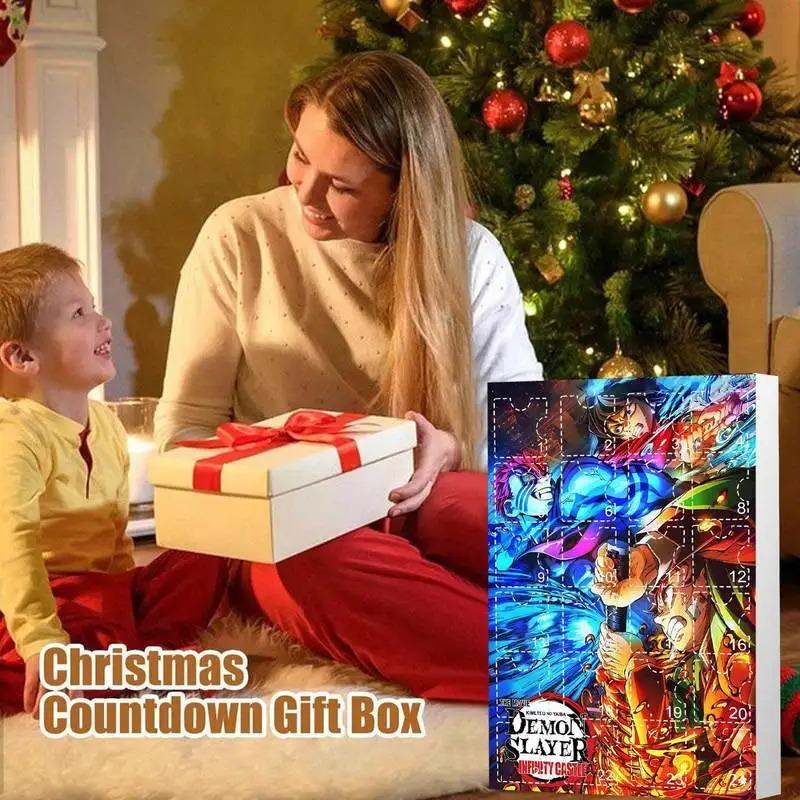 Demon Slayer Adventní kalendář, 24 dní Vánoční odpočítávání Slepý box, Pamětní dárek přátelství Přívěsek na klíče na batoh