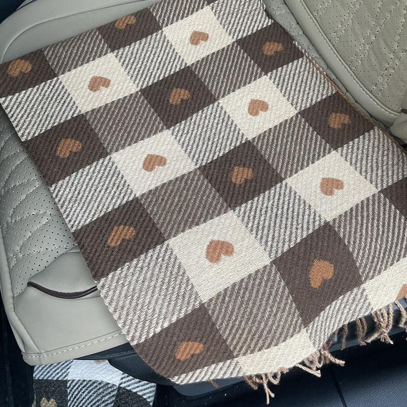 New Autumn and Winter Imitation Cashmere Women's Double-sided Heart-shaped Plaid Scarf Japanese Tassel Warm Shawl Couple Scarf