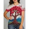Beautiful Retro Colorful Creative 3D Printed Short Sleeved T-shirt Fashionable Comfortable Soft Breathable Large Loose Womens T-shirt