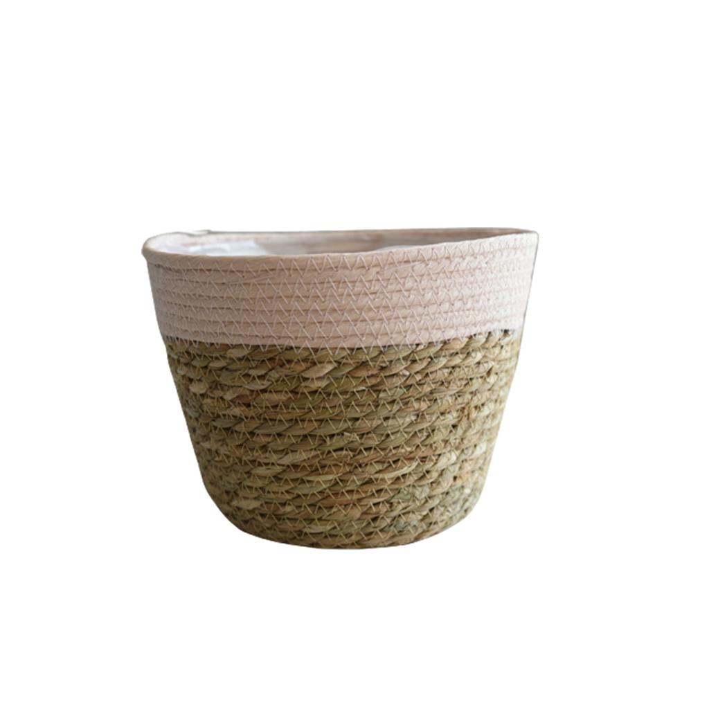 Large Straw Flowerpots Flower Baskets Potted Plants Plants Seaweed Weaving Handmade Crafts Floor Indoor Weaving Baskets FU