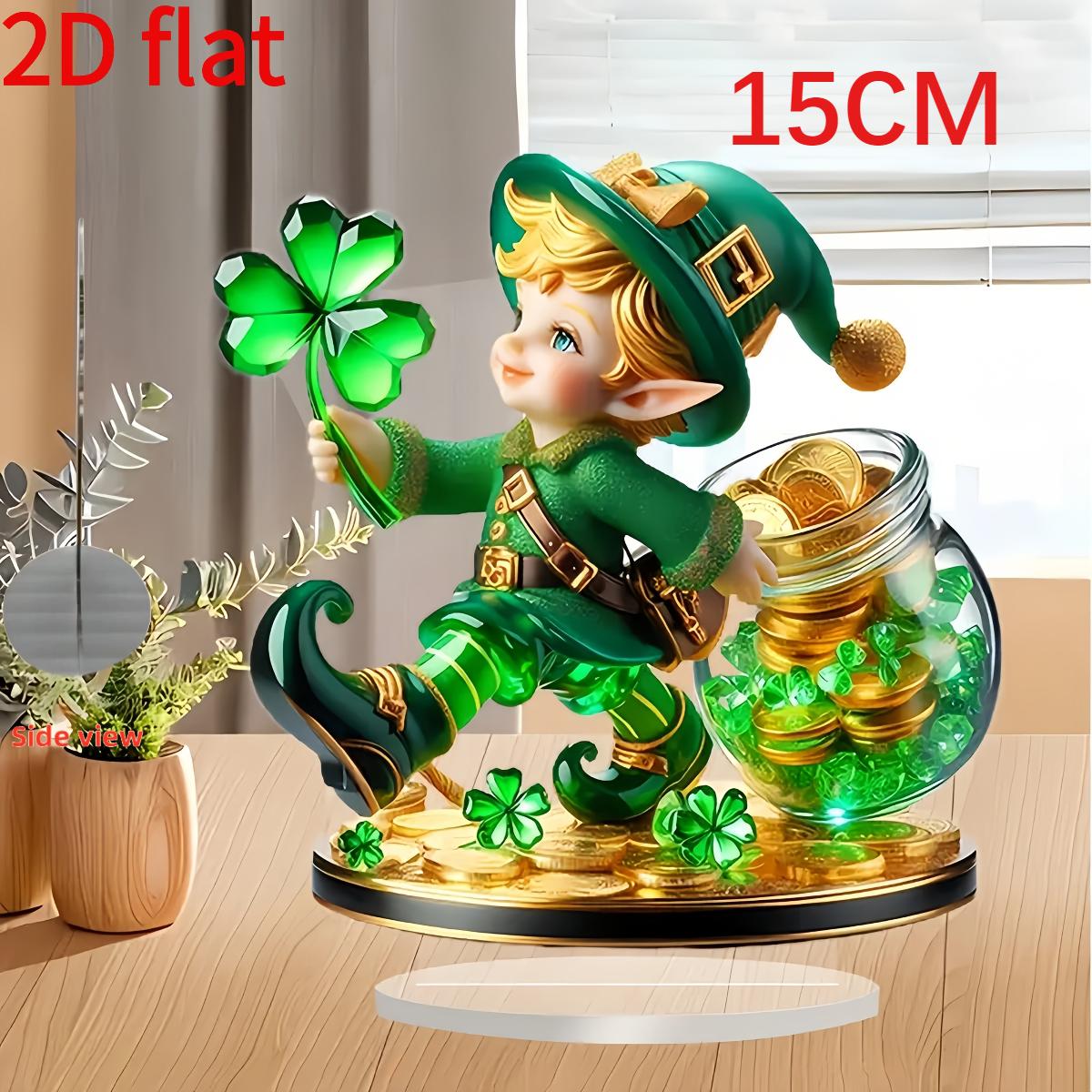 

Акриловый лепрекон и клевер, 2D плоский декор, настольное украшение для дома, идеально для ст. Подарки на День Святого Патрика и праздничное оформление 15CM