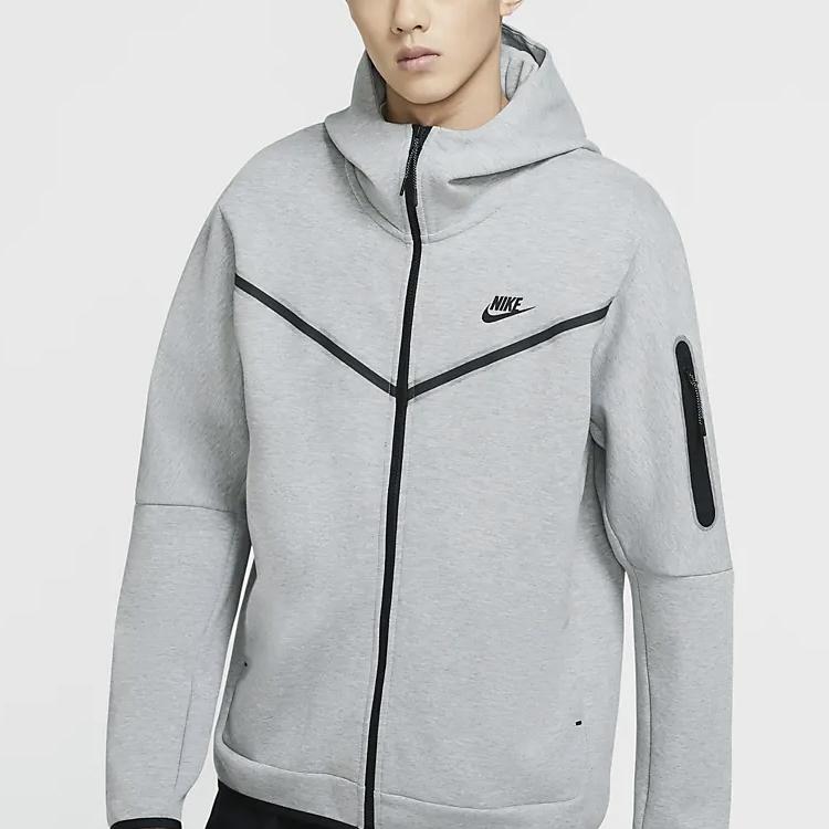 Nike Sportswear Tech Fleece Full-Zip Hoodie (Asia Sizing) Dark Grey Heather Men Streetwear CU4490-063