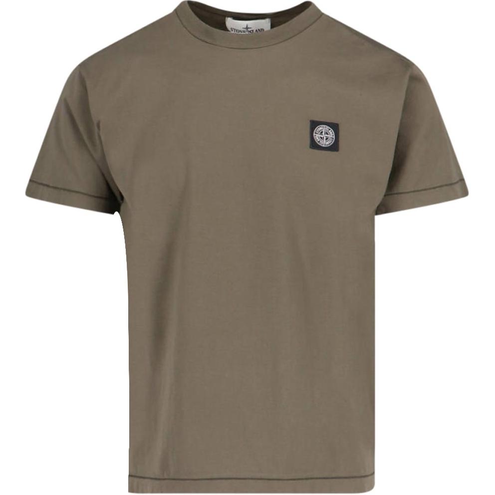 Stone Island Solid Logo Crew Neck Short Sleeve T-Shirt Men tops Brown K1S1521000-39S0013-V0054 M