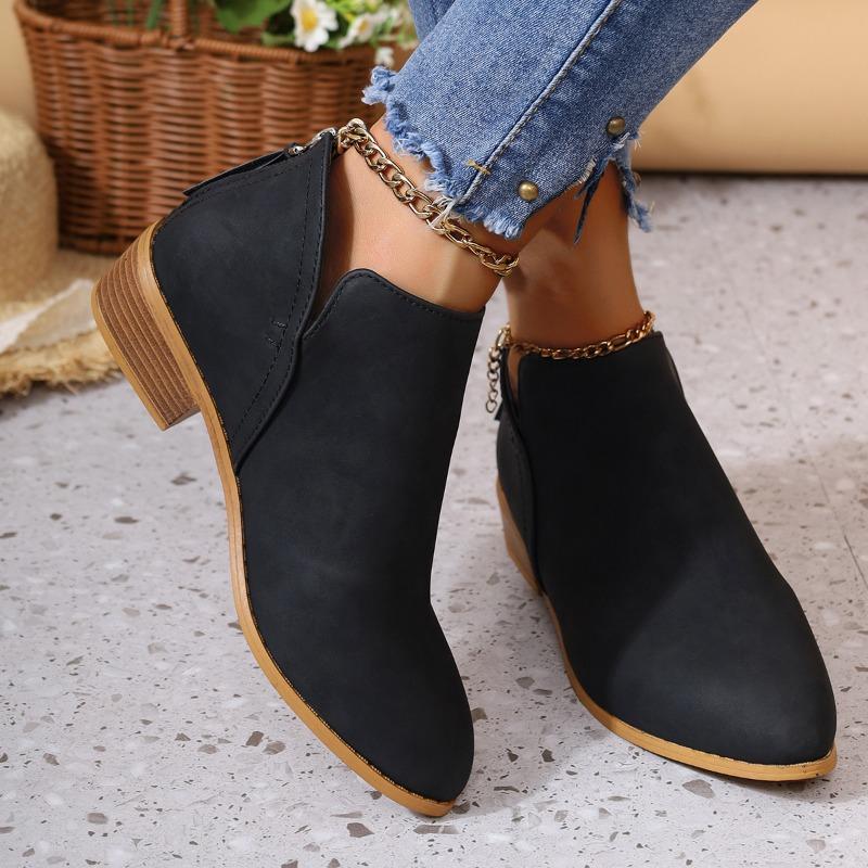 Europejskie i amerykańskie duże rozmiary krótkie rurki gruby obcas buty Martin damskie jesienno-zimowe szpiczaste tylny zamek frędzle cienkie gołe botki