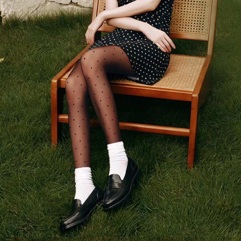 3Xl 4Xl Plus Size Anti-Hook Stockings Women Sexy Ultra Thin Transparent High Waist Pantyhose For Summer Cute Polka Dots Printed