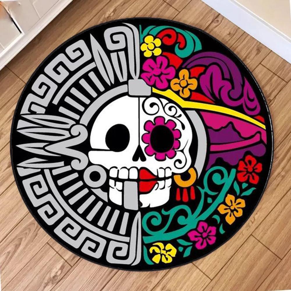 Human Skeleton Printed Round Carpet Funny Cartoon Circular Rugs for Bedroom Decor Home Living Room Sofa Coffee Table Hallway Mat