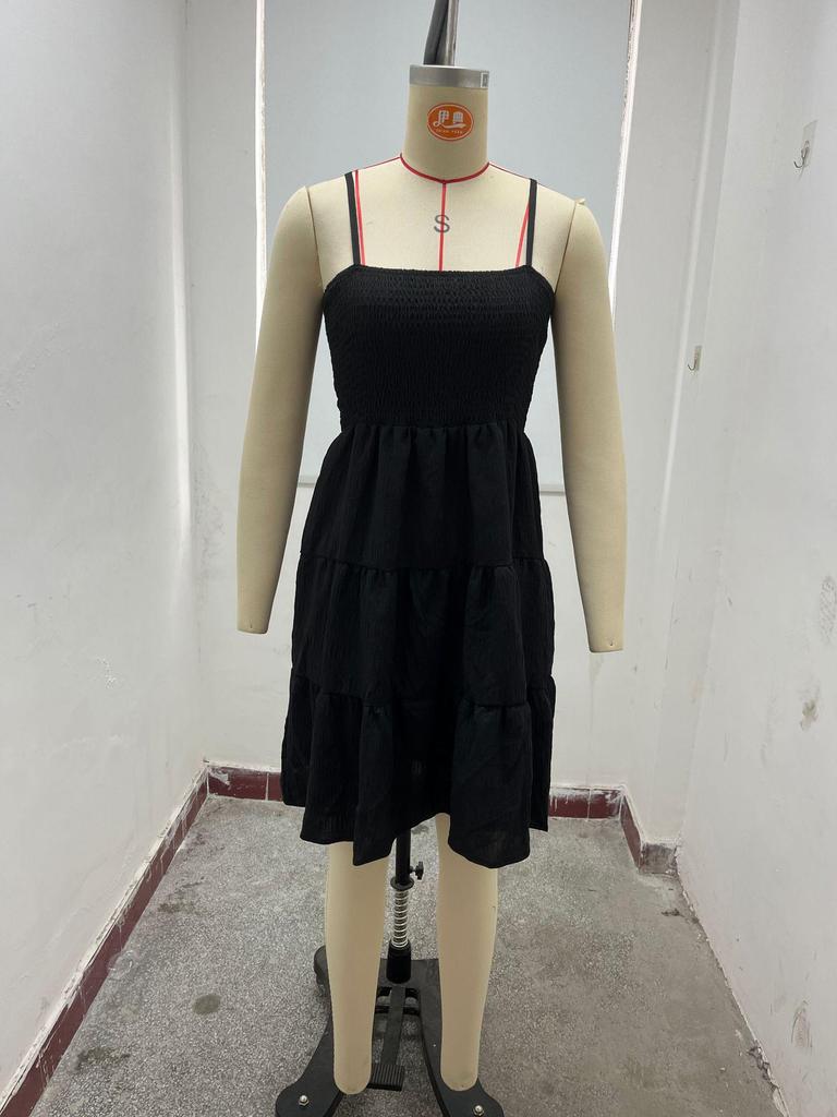 2024 Women’s Summer One-Shoulder Textured Dress with Thin Straps