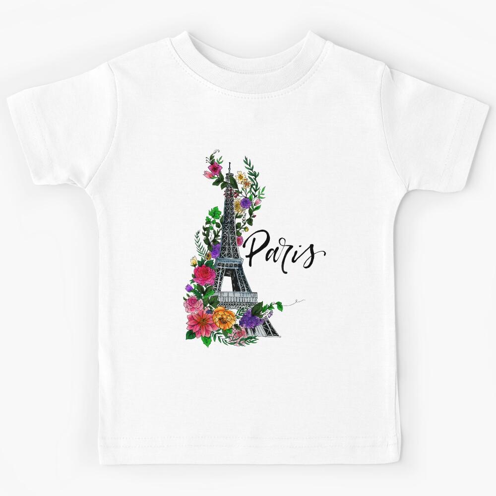 Floral Eiffel Tower Kids T-Shirt 100